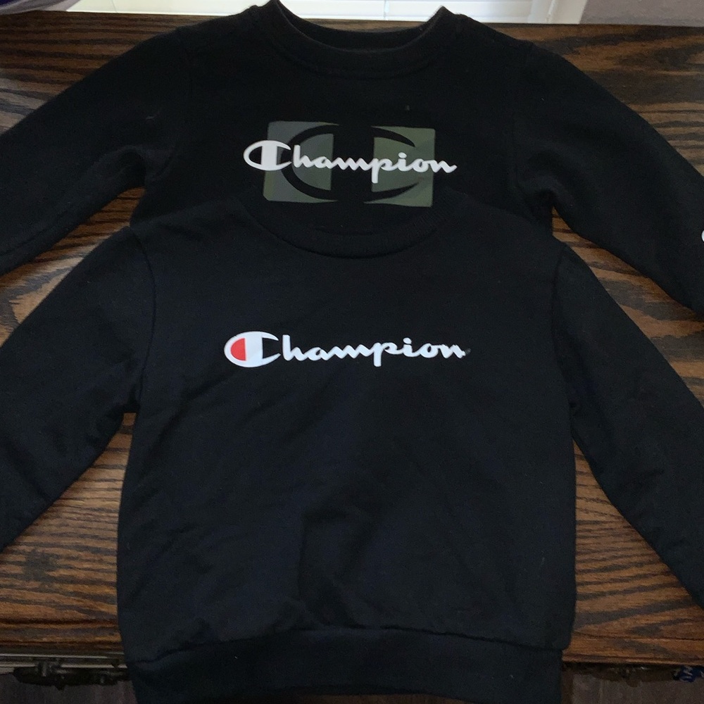 24m boys Champion Black Crewneck Sweatshirts with Logo